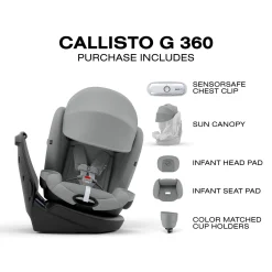 Cybex Callisto G 360 Rotating All-in-One Convertible Car Seat - Stone Grey
