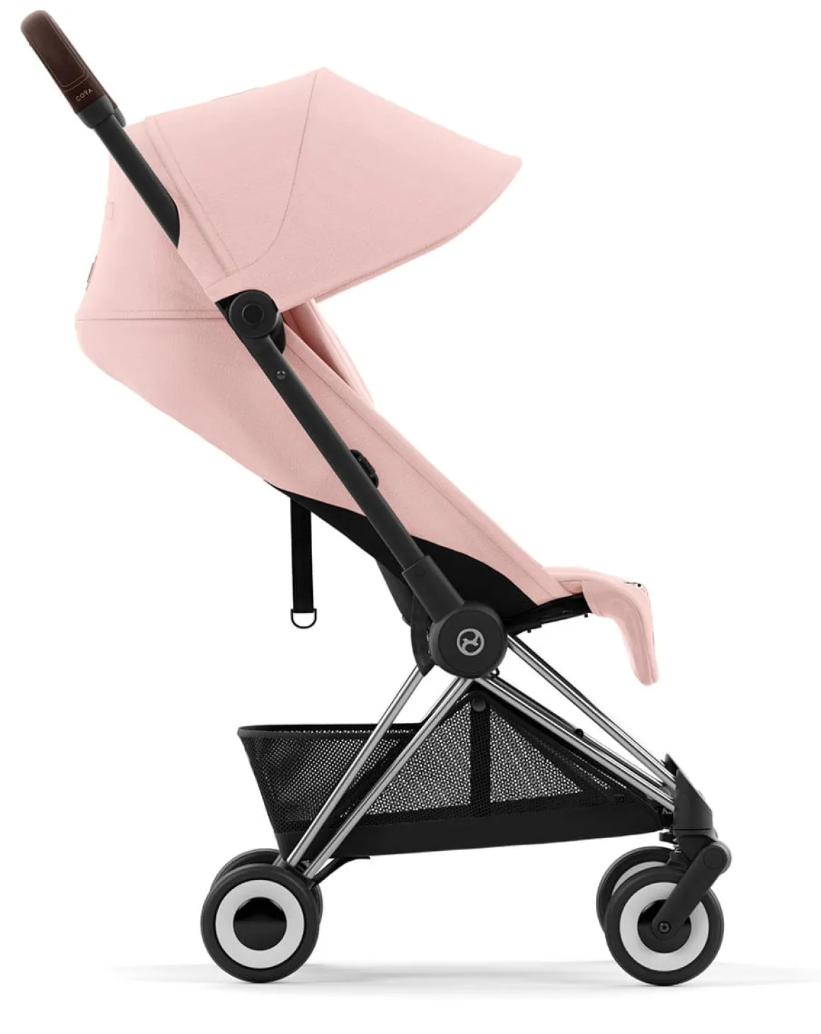 Cybex COYA Compact Stroller - Chrome / Dark Brown / Peach Pink