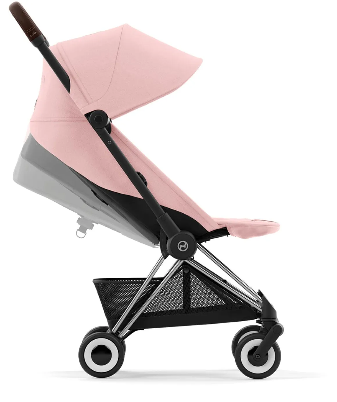 Cybex COYA Compact Stroller - Chrome / Dark Brown / Peach Pink