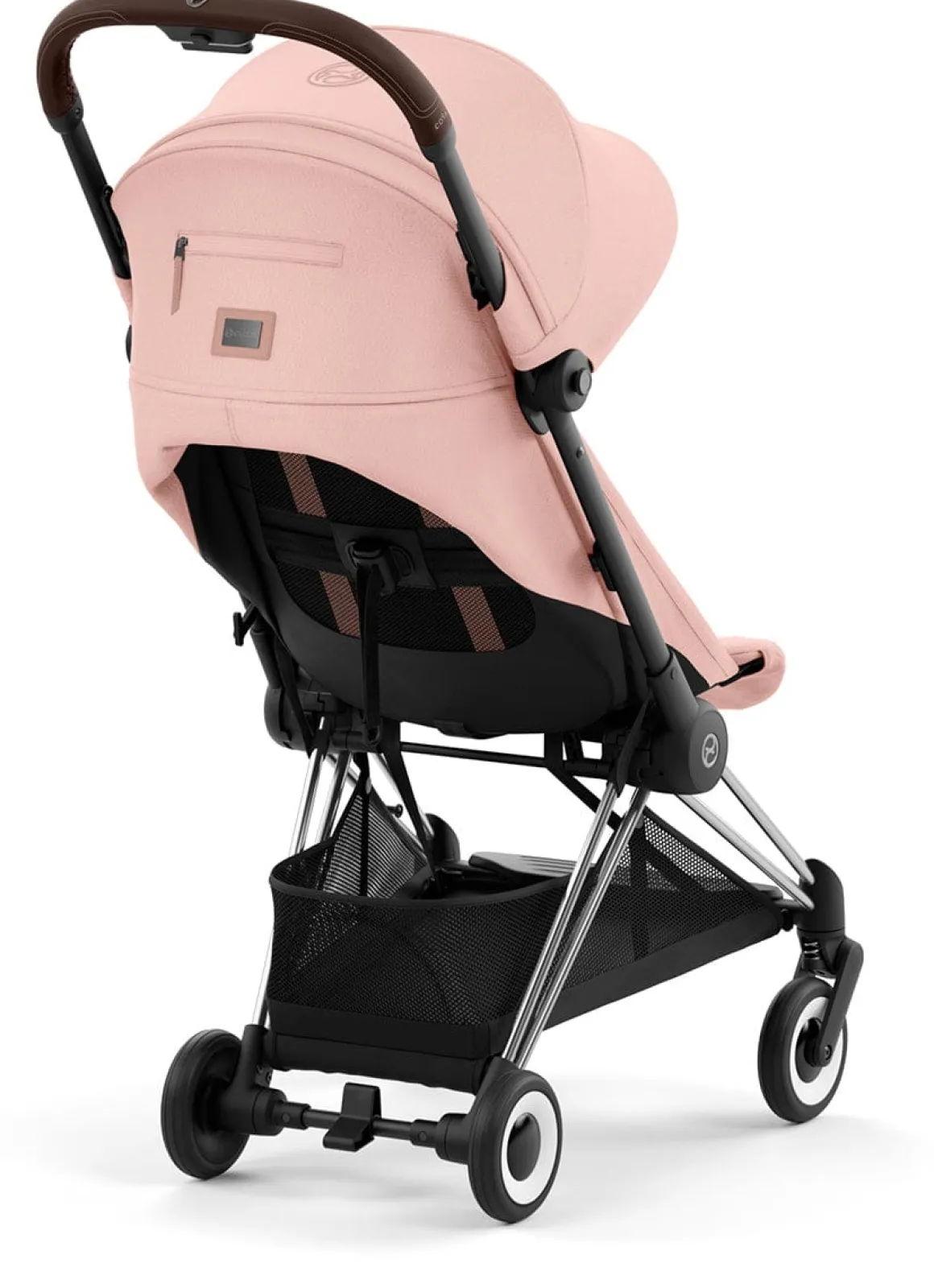 Cybex COYA Compact Stroller - Chrome / Dark Brown / Peach Pink