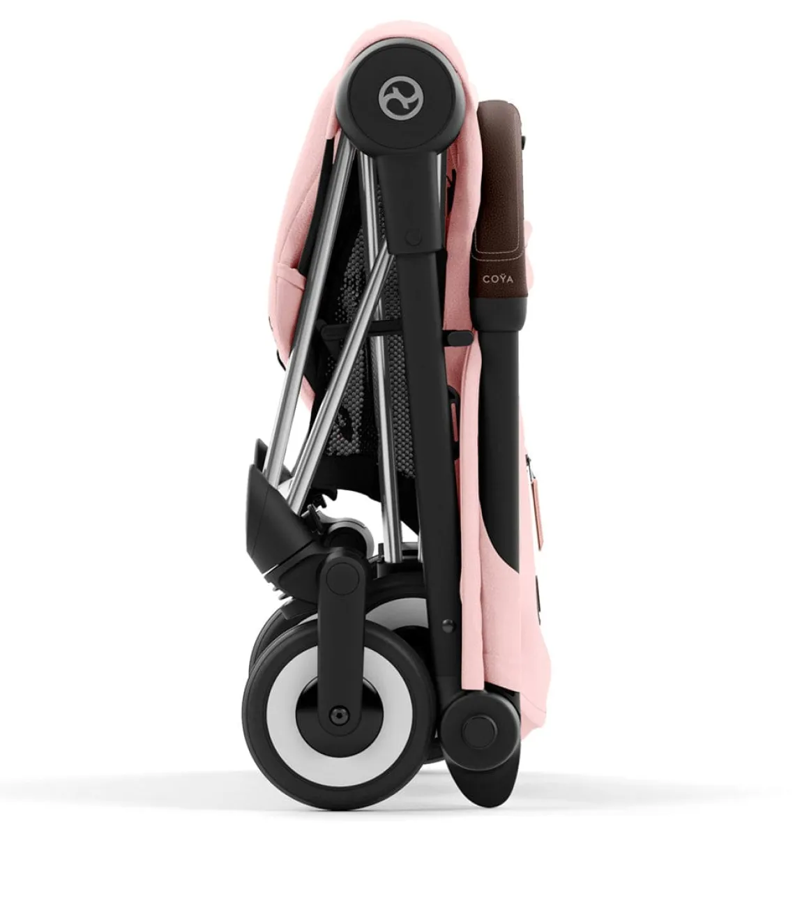 Cybex COYA Compact Stroller - Chrome / Dark Brown / Peach Pink