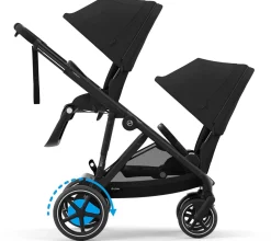 Cybex eGazelle S Electronic Assist Double Stroller Bundle - Black Frame / Moon Black