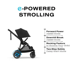 Cybex eGazelle S Electronic Assist Stroller + Gazelle S 2 Cot Bundle - Black Frame / Moon Black