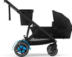 Cybex eGazelle S Electronic Assist Stroller + Gazelle S 2 Cot Bundle - Silver Frame / Ocean Blue