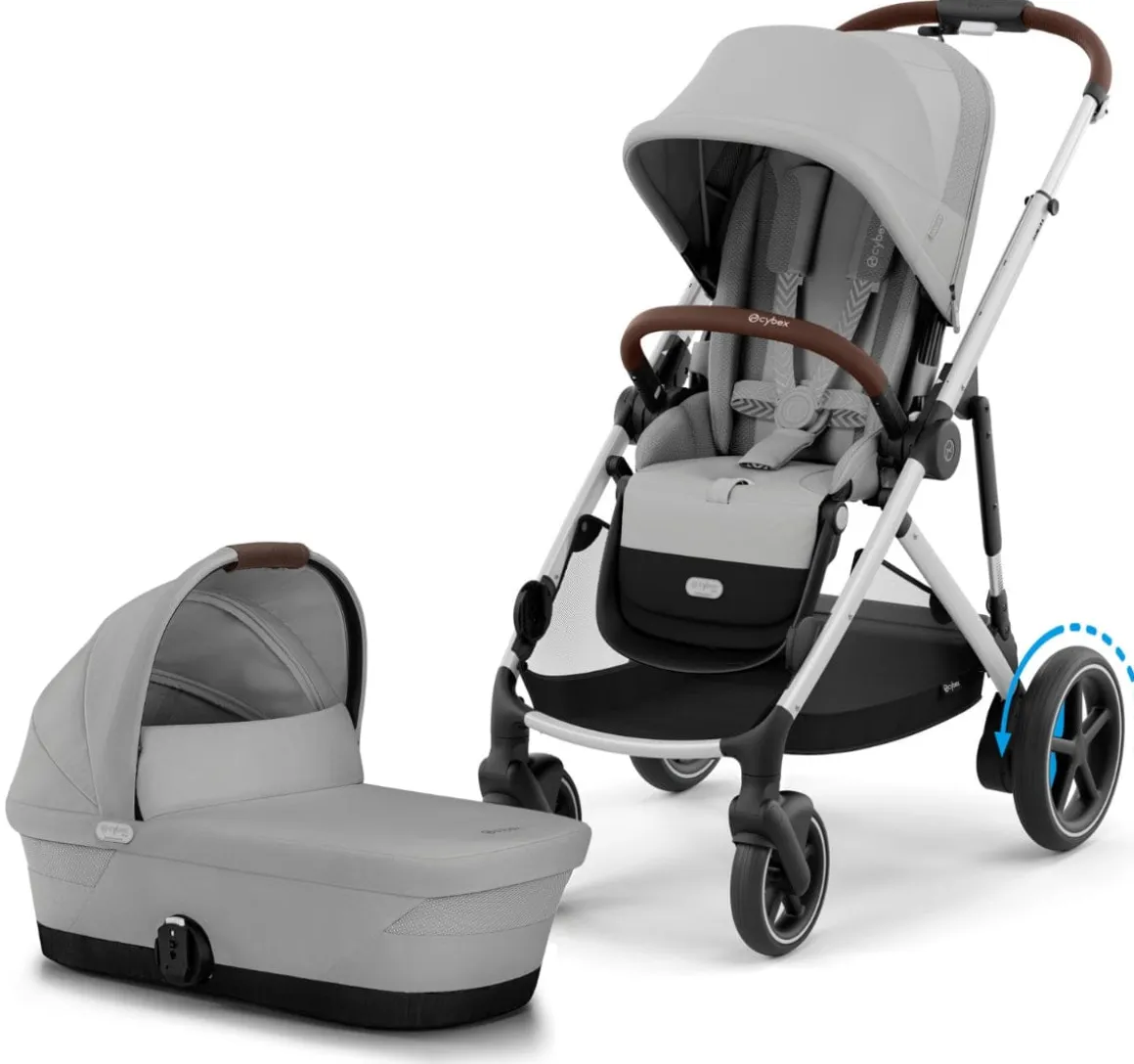 Cybex eGazelle S Electronic Assist Stroller + Gazelle S 2 Cot Bundle - Silver Frame / Stone Grey