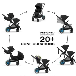 Cybex eGazelle S Electronic Assist Stroller + Gazelle S 2 Cot Bundle - Silver Frame / Stone Grey