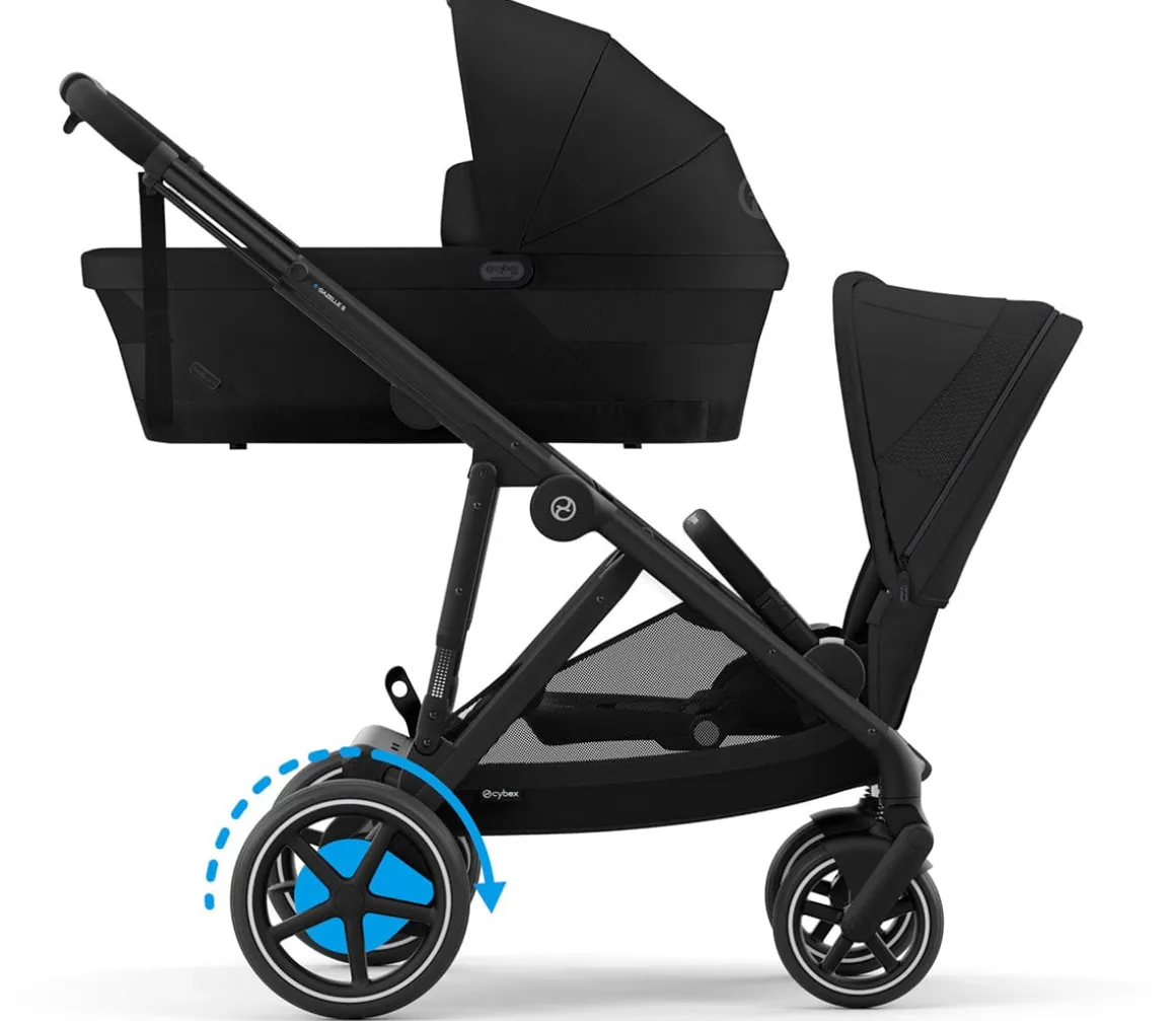 Cybex eGazelle S Electronic Assist Stroller + Gazelle S 2 Cot Bundle - Silver Frame / Stone Grey
