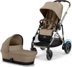Cybex eGazelle S Electronic Assist Stroller + Gazelle S 2 Cot Bundle - Taupe Frame / Almond Beige
