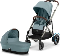 Cybex eGazelle S Electronic Assist Stroller + Gazelle S 2 Cot Bundle - Taupe Frame / Stormy Blue