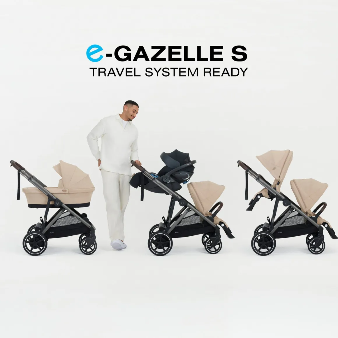 Cybex eGazelle S Electronic Assist Stroller - Black Frame / Moon Black