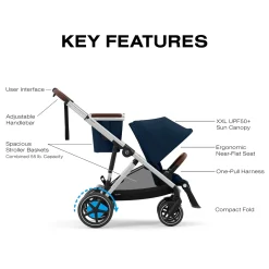 Cybex eGazelle S Electronic Assist Stroller - Silver Frame / Ocean Blue