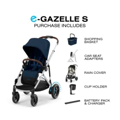 Cybex eGazelle S Electronic Assist Stroller - Silver Frame / Ocean Blue
