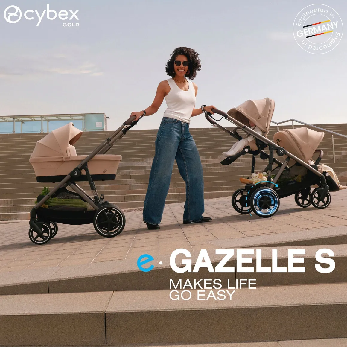 Cybex eGazelle S Electronic Assist Stroller - Taupe Frame / Almond Beige