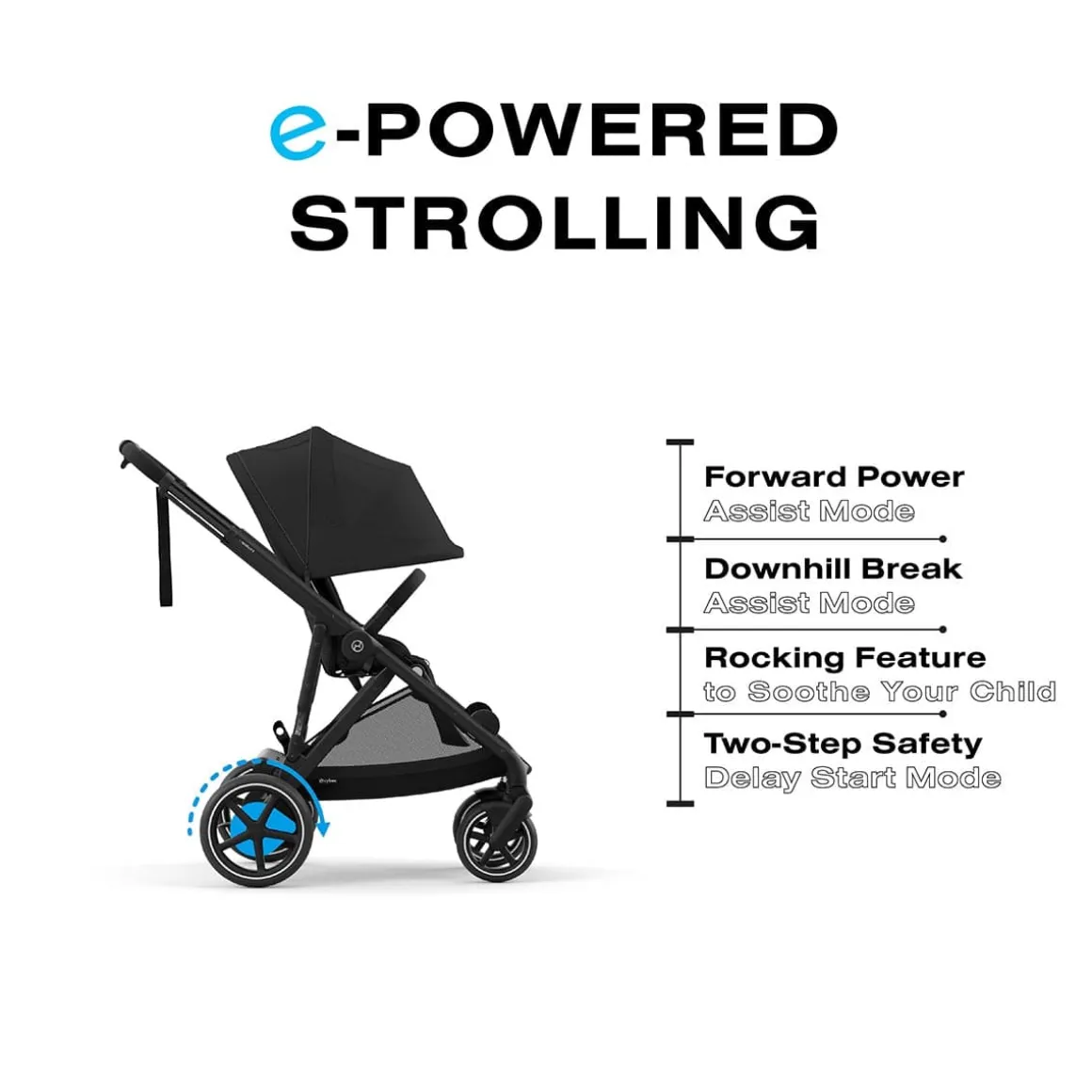 Cybex eGazelle S Electronic Assist Twin Stroller + Cot Bundle - Black Frame / Moon Black