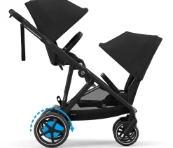 Cybex eGazelle S Electronic Assist Twin Stroller + Cot Bundle - Taupe Frame / Stormy Blue
