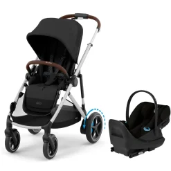 Cybex eGazelle S Stroller + Cloud G Pro Travel System Bundle - Silver Frame / Moon Black