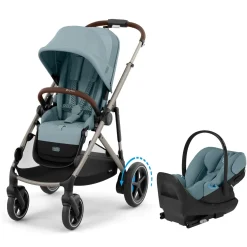 Cybex eGazelle S Stroller + Cloud G Pro Travel System Bundle - Taupe Frame / Stormy Blue