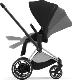 Cybex ePriam 2 Electronic Assist Stroller (One Box) - Chrome / Black / Deep Black