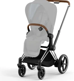 Cybex ePriam 2 Electronic Assist Stroller Frame - Chrome / Brown