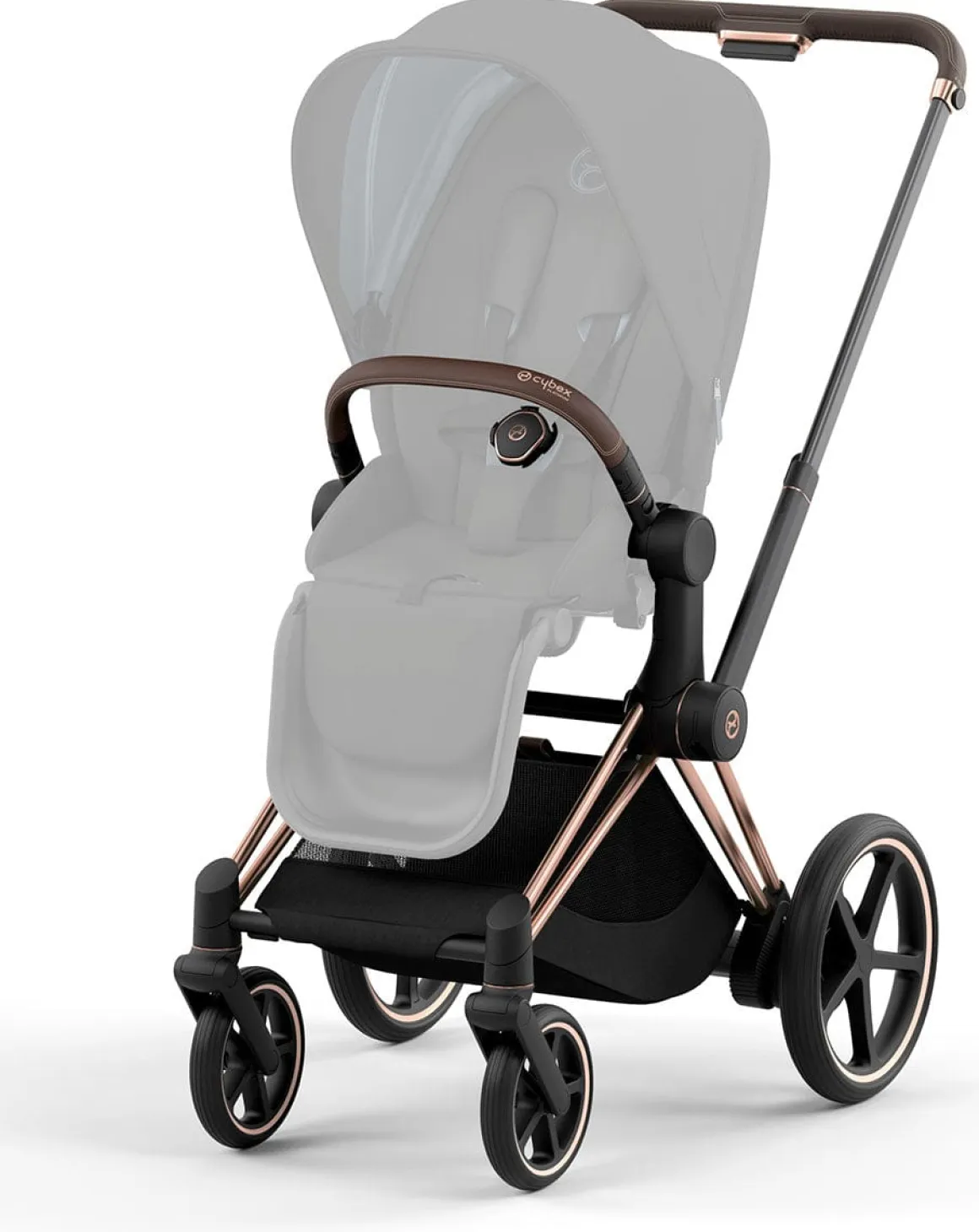 Cybex ePriam 2 Electronic Assist Stroller Frame - Rose Gold / Brown