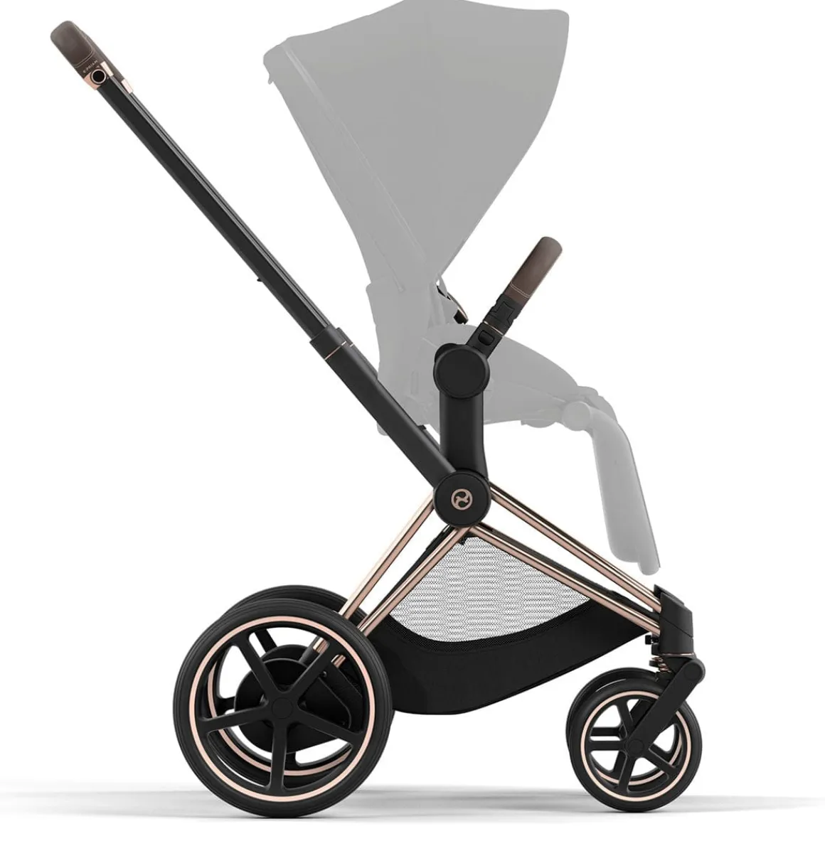 Cybex ePriam 2 Electronic Assist Stroller Frame - Rose Gold / Brown