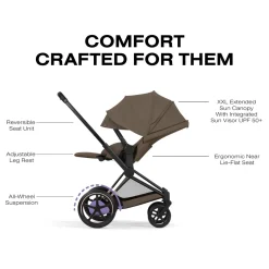 Cybex e-Priam Stroller (2026) - Matte Black Frame / Coconut Brown Lux Seat