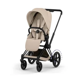 Cybex e-Priam Stroller (2026) - Matte Black Frame / Cozy Beige Lux Seat