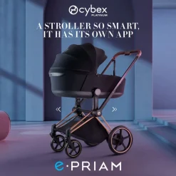 Cybex e-Priam Stroller (2026) - Rose Gold Frame / Sepia Black Lux Seat
