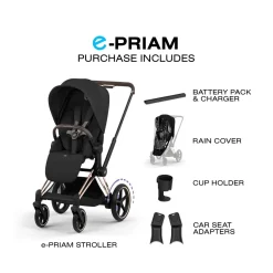 Cybex e-Priam Stroller (2026) - Rose Gold Frame / Sepia Black Lux Seat