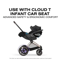 Cybex e-Priam Stroller (2026) - Rose Gold Frame / Sepia Black Lux Seat