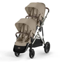 Cybex Gazelle S 2 Double Stroller Bundle - Taupe Frame / Almond Beige