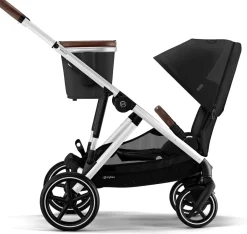 Cybex Gazelle S 2 Single-to-Double Stroller + Cot Bundle - Silver Frame / Ocean Blue