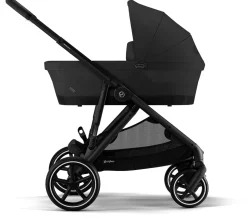 Cybex Gazelle S 2 Single-to-Double Stroller + Cot Bundle - Silver Frame / Ocean Blue