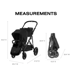 Cybex Gazelle S Single-to-Double Stroller - Black Frame / Moon Black