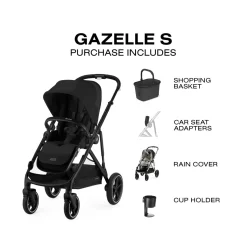 Cybex Gazelle S Single-to-Double Stroller - Black Frame / Moon Black