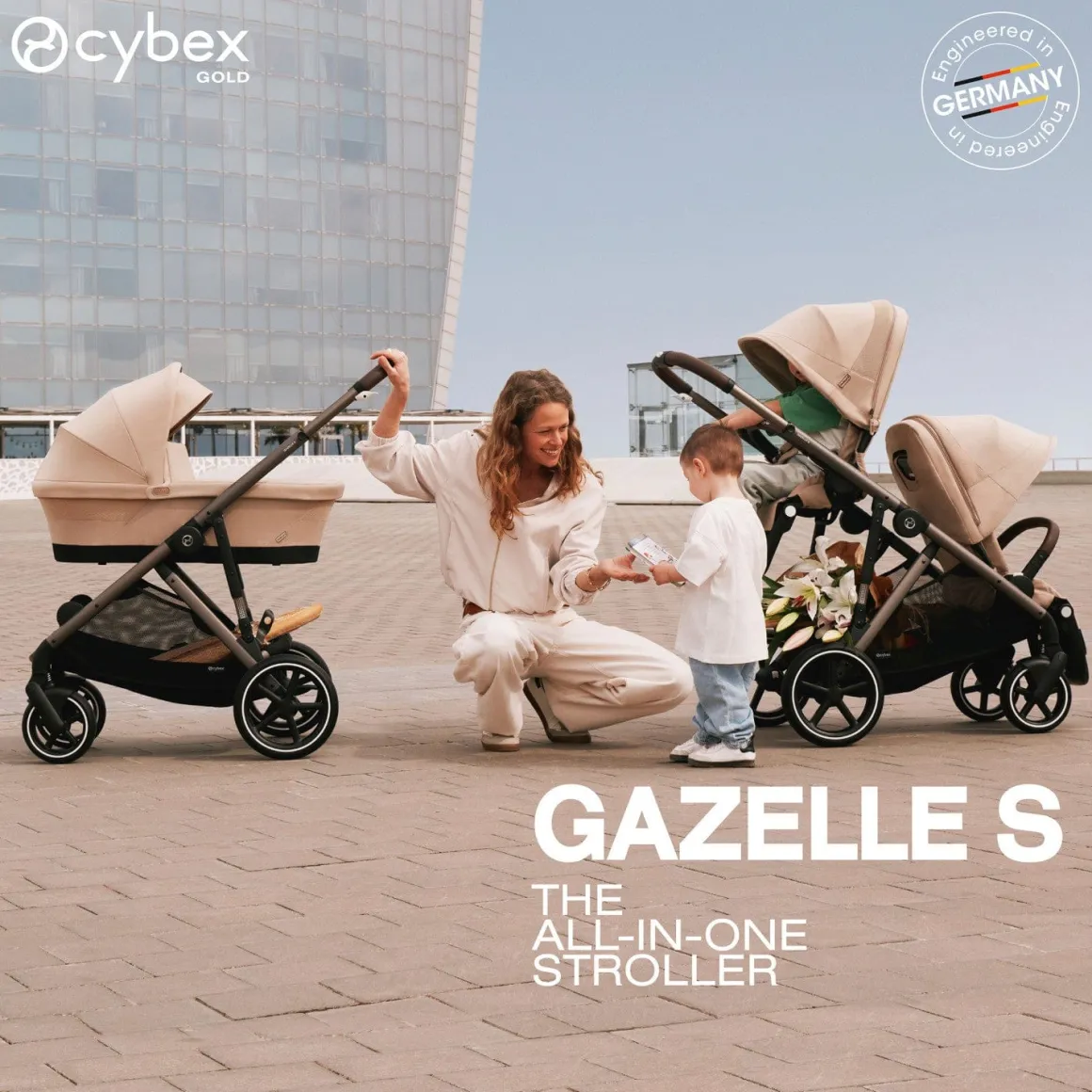 Cybex Gazelle S Single-to-Double Stroller - Silver Frame / Ocean Blue