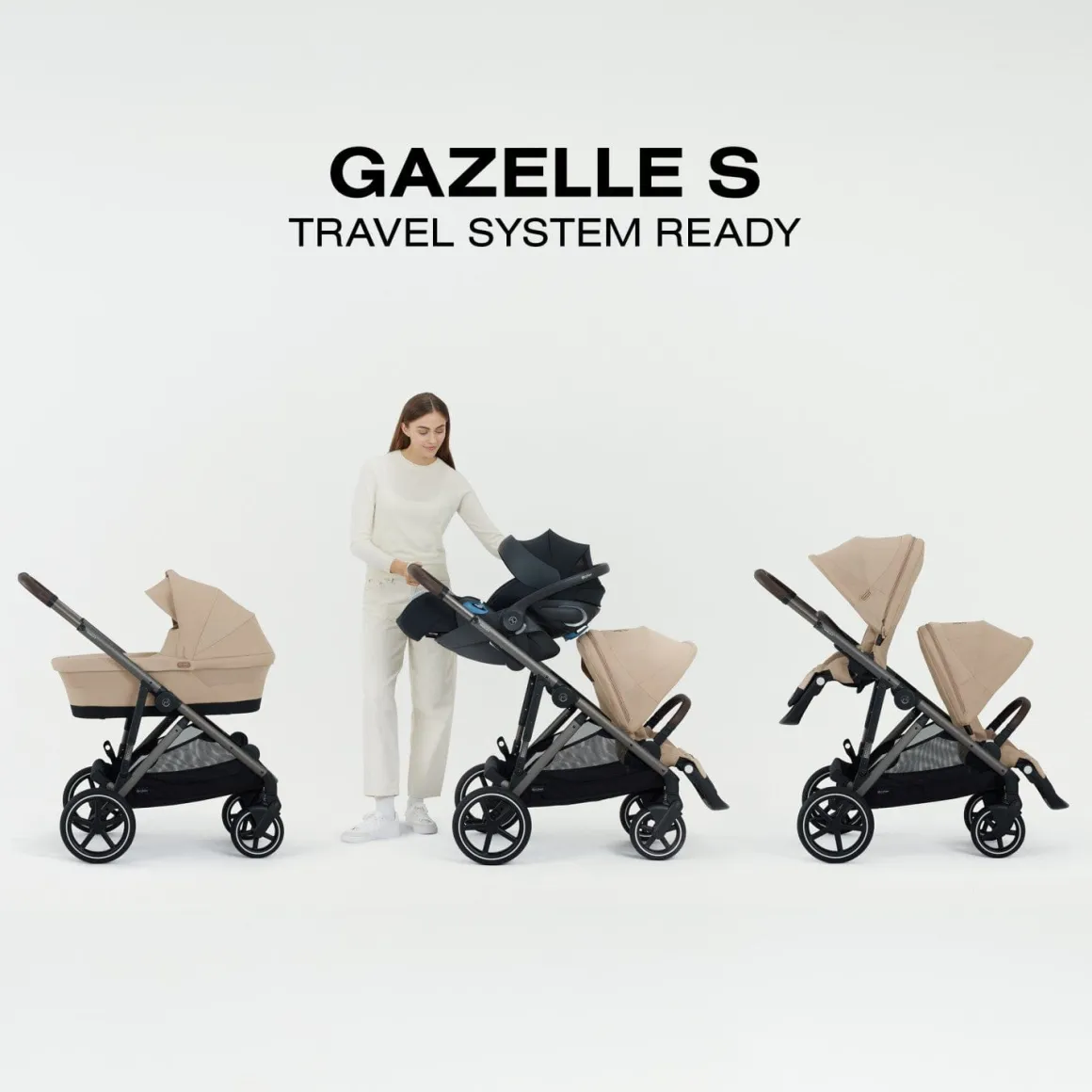 Cybex Gazelle S Single-to-Double Stroller - Silver Frame / Ocean Blue