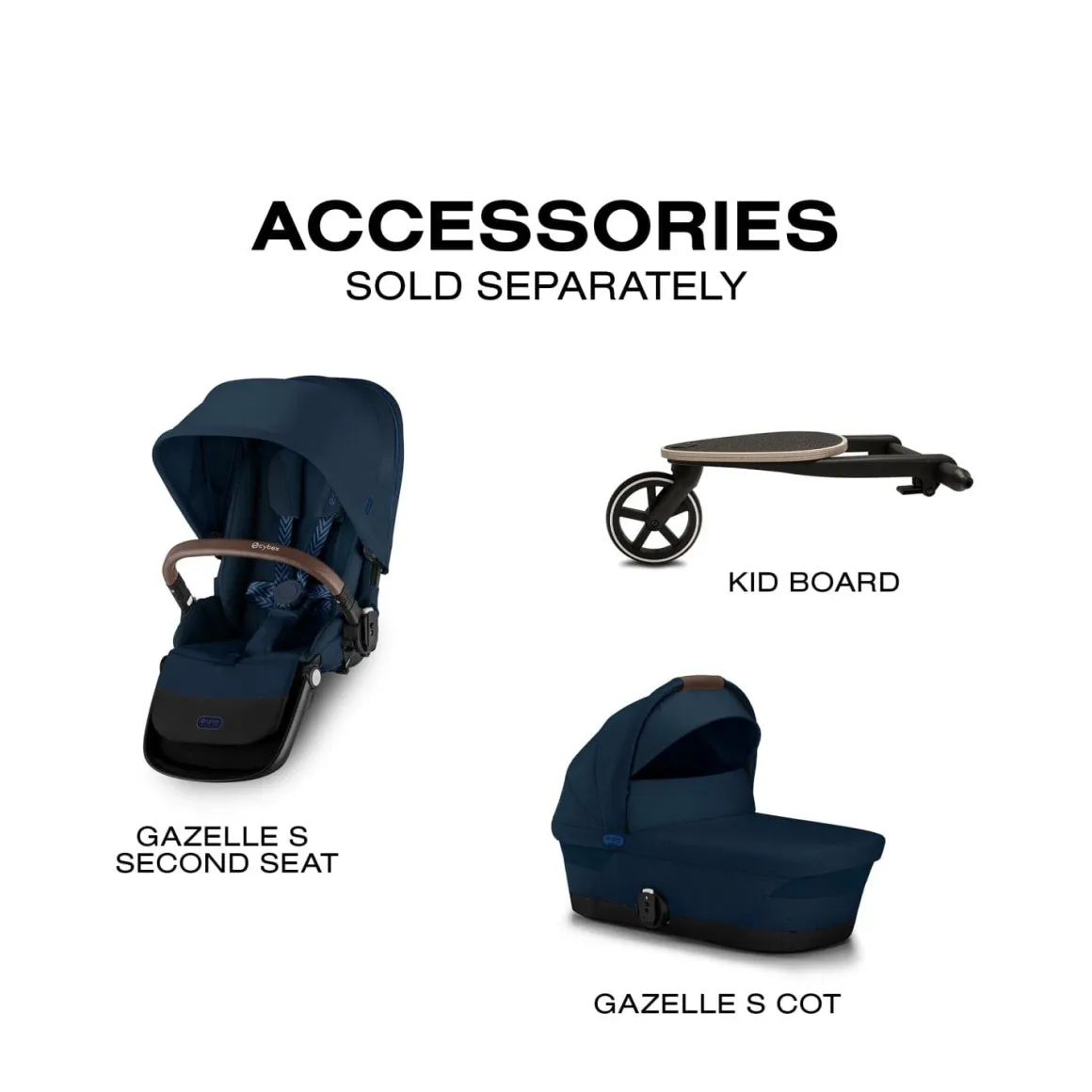 Cybex Gazelle S Single-to-Double Stroller - Silver Frame / Ocean Blue