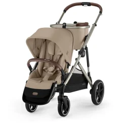 Cybex Gazelle S Single-to-Double Stroller - Taupe Frame / Almond Beige