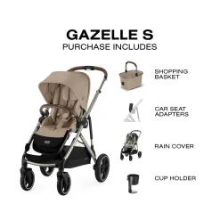Cybex Gazelle S Single-to-Double Stroller - Taupe Frame / Almond Beige