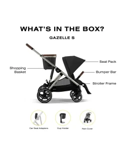Cybex Gazelle S Single-to-Double Stroller - Taupe Frame / Moon Black