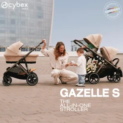 Cybex Gazelle S Single-to-Double Stroller - Taupe Frame / Seashell Beige