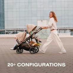 Cybex Gazelle S Single-to-Double Stroller - Taupe Frame / Seashell Beige