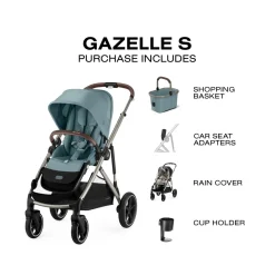 Cybex Gazelle S Single-to-Double Stroller - Taupe Frame / Sky Blue