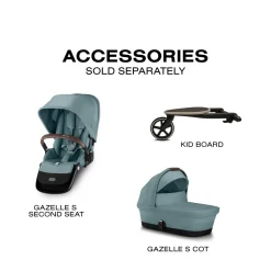 Cybex Gazelle S Single-to-Double Stroller - Taupe Frame / Sky Blue