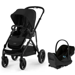 Cybex Gazelle S Stroller + Cloud G Pro Travel System Bundle - Black Frame / Moon Black
