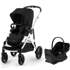 Cybex Gazelle S Stroller + Cloud G Pro Travel System Bundle - Silver Frame / Moon Black