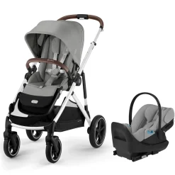 Cybex Gazelle S Stroller + Cloud G Pro Travel System Bundle - Silver Frame / Stone Grey