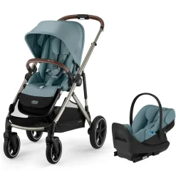 Cybex Gazelle S Stroller + Cloud G Pro Travel System Bundle - Taupe Frame / Stormy Blue