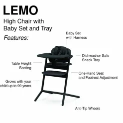 Cybex LEMO High Chair Set + Training Tower Bundle - Pearl Pink